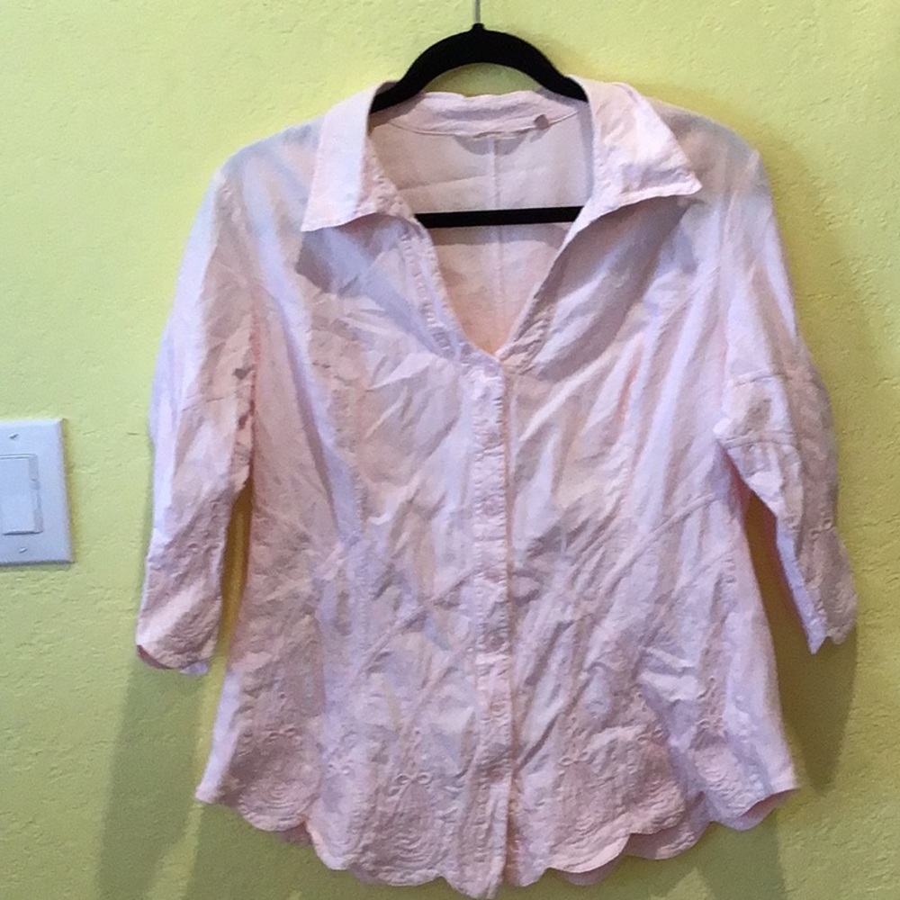 Soft Surroundings Pink Shirt Large Women’s 100% Cotton